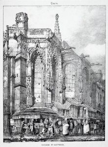 Restes et Fragmens dArchitecture du Moyen Věk: Église St. Sauveur, Caën. od Richard Parkes Bonington