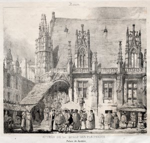 Rouen: Vstup do Salle des Pas Perdus, Palais du Justice, 1824. od Richard Parkes Bonington