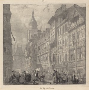 Rue du Gros-Horloge, Rouen od Richard Parkes Bonington