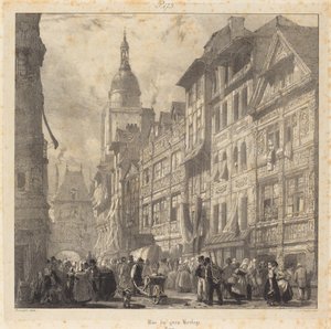 Rue du Gros-Horloge, Rouen od Richard Parkes Bonington