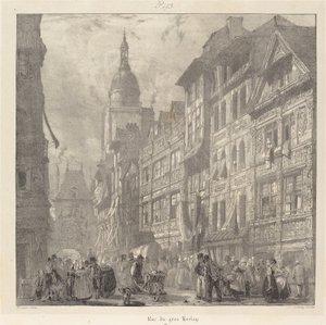 Rue du Gros-Horloge, Rouen od Richard Parkes Bonington