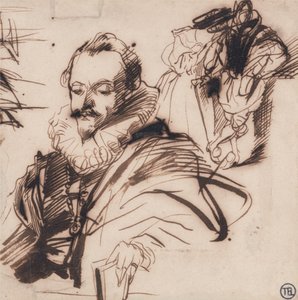 Studie muže v kostýmu ze 17. století od Richard Parkes Bonington