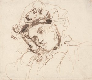 Studujte ženu s hlavou na ruce od Richard Parkes Bonington