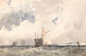 Nádoby v trhaném moři od Richard Parkes Bonington
