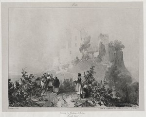 Malebné a romantické cesty ve starověké Francii, Franche-Comté: Ruiny hradu Arlay od Richard Parkes Bonington