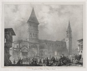 Malebné a romantické cesty ve starověké Francii, Franche-Comté: kostel opatství Tournus od Richard Parkes Bonington