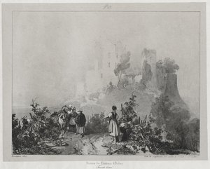 Malebné a romantické cesty ve starověké Francii, Franche-Comté: Ruiny hradu Arlay od Richard Parkes Bonington