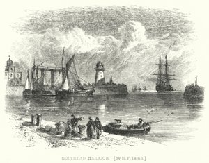 Holyhead Harbour (rytina) od Richard Principal (after) Leitch