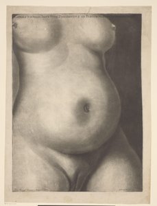Torzo těhotné ženy Šest anatomických otisků těhotenství (název série) Ukázky těhotné dělohy ženy na plný úvazek (...) (název seriálu) Caroli Nicolai Jenty Uteri Praegnantis & ad Partum Maturi Demonstrationes (série
