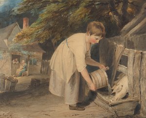 Dívka krmí prasata, 1800. od Richard Westall
