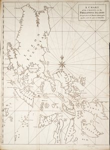 Mapa průlivu na Filipínách, kterým proplouvá Manila Galeon spolu s přilehlými ostrovy. od Richard William Seale