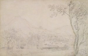 Castell Dinas Bran, Wales (grafit a černá křída na papíře) od Richard Wilson