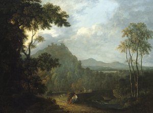 Hrad Dinas Bran u Llangollenu II, asi 1770 (olej na plátně) od Richard Wilson