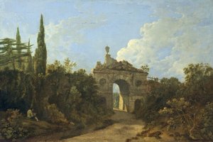 Ruined Arch v Kew Gardens, Surrey (olej na plátně)