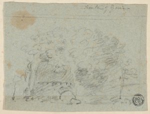 Skica stromů u mostu (recto); skica budovy (verso) od Richard Wilson