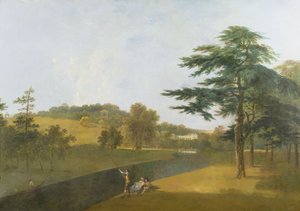 Jižní pohled na Wilton House, přes Nadder (olej na plátně)
