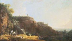 Velká kaskáda a vila Maecenas v Tivoli od Richard Wilson