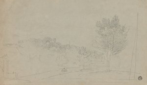 Pohled na Wilsonův dům a zahrady (recto); Pohled na Wilsonův dům a zahrady (verze) od Richard Wilson