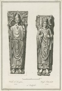 Katedrála Lichfield - Podobizna Waltera de Langtona a Hugha de Patteshull: rytina, nd [1748-1817] (tisk) od Richard Woollett Basire