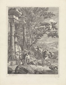 Silvio zasáhne Dorindu šípem Il pastor fido (název série) od Richard van Orley (II)