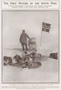 První obrázek jižního pólu (černobílá fotografie) od Roald Engelbergt Gravning Amundsen