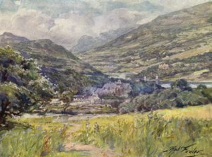 Bodnant Hall, Conway Valley (barevné lito) od Robert (after) Fowler