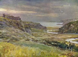 Pennard Castle, Glamorganshire (barevné lito)