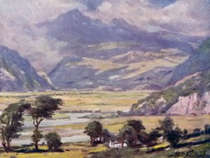 Snowdon z Traeth Mawr (barva litho) od Robert (after) Fowler