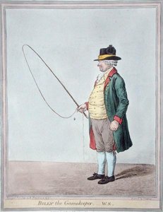 Billy the Gamekeeper, rytina Jamese Gillraye (1756-1815), publikovala Hannah Humphrey v roce 1810 (ručně kolorovaná rytina) od Robert (after) Frankland