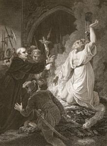 Mučednictví arcibiskupa Cranmera, vyryto W. Bromleym, ilustrace z publikace Davida Humea 