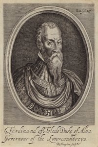 Fernando Alvarez de Toledo, 3. vévoda z Alby, španělský generál a guvernér Španělského Nizozemska (rytina) od Robert (after) Vaughan