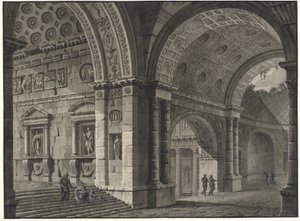 Architektonická fantazie interiéru starobylé budovy s částečně zničenými klenbami od Robert Adam