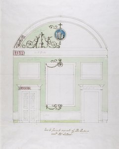 Návrh na čelní stěnu jídelny, Headfort House (pero a černá tuš nad grafitem s čb na křídovém papíře) od Robert Adam