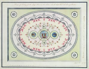 Návrh stropu v Ladies Room, Headfort House, 1772 (wc, pero a inkoust přes grafit na položený papír) od Robert Adam