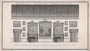 Headfort House, Jídelna, Komínová strana (pero a černý inkoust a mytí tužkou na papíře) od Robert Adam