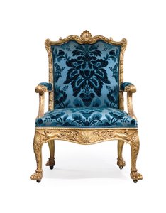 Jedno z páru zlacených křesel George III od Robert Adam