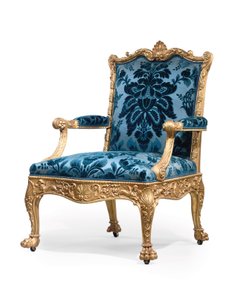 Jedno z páru zlacených křesel George III od Robert Adam