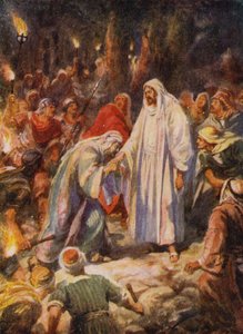 Ježíš Kristus zrazen Jidášem (barva lito)