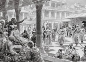 Akbar hraje ve Fatehpur Sikrí šachy s živými figurkami od Robert Ambrose Dudley