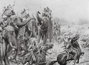 Babar zavádí polní zbraně v Panipatu od Robert Ambrose Dudley