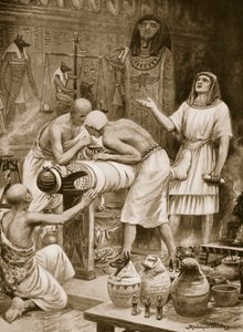 Balzamování mrtvých, ilustrace z „Hutchinsonovy historie národů“, kolem roku 1910 (litho) od Robert Ambrose Dudley