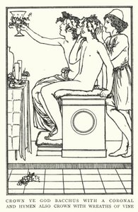 Korunujte boha Bakcha korunkou a Hymen také korunujte věnci vinné révy (litho) od Robert Anning Bell