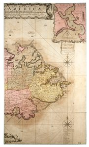 Nová a přesná mapa ostrova Antigua v Americe podle průzkumu provedeného v letech 1746-1748, asi 1749 (kolorovaná rytina) od Robert Baker