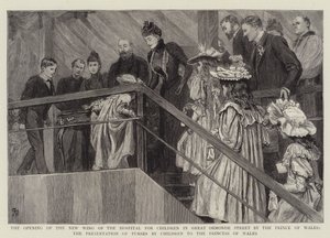 Otevření nového křídla nemocnice pro děti v Great Ormond Street princem z Walesu, předání peněženek dětmi princezně z Walesu od Robert Barnes