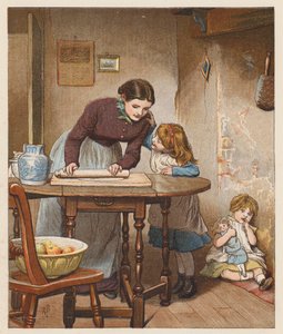 Farmářova žena pekla jablečný koláč (barevná litografie) od Robert Barnes