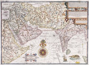 Mapa východní Afriky, Arábie a Indie, 1598 od Robert Beckit