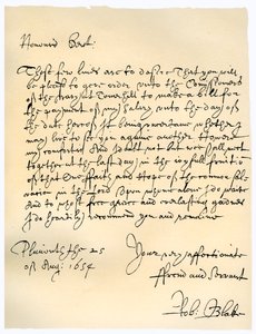 Dopis admirála Roberta Blakea komisařům admirality, 25. srpna 1654. od Robert Blake