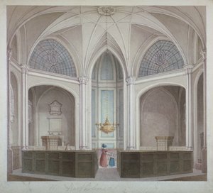 Interiér kostela svatého Bartoloměje-Less, City of London, 1834. od Robert Blemmell Schnebbelie