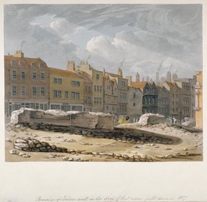 Zbytky londýnské zdi, která byla stržena v roce 1817, City of London, 1817