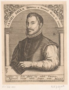 Portrét Januse Dousy Janus Duza Dominus a nortwickský básník a řečník. (název na objektu) Série portrétů učenců patnáctého a šestnáctého století (název série)
